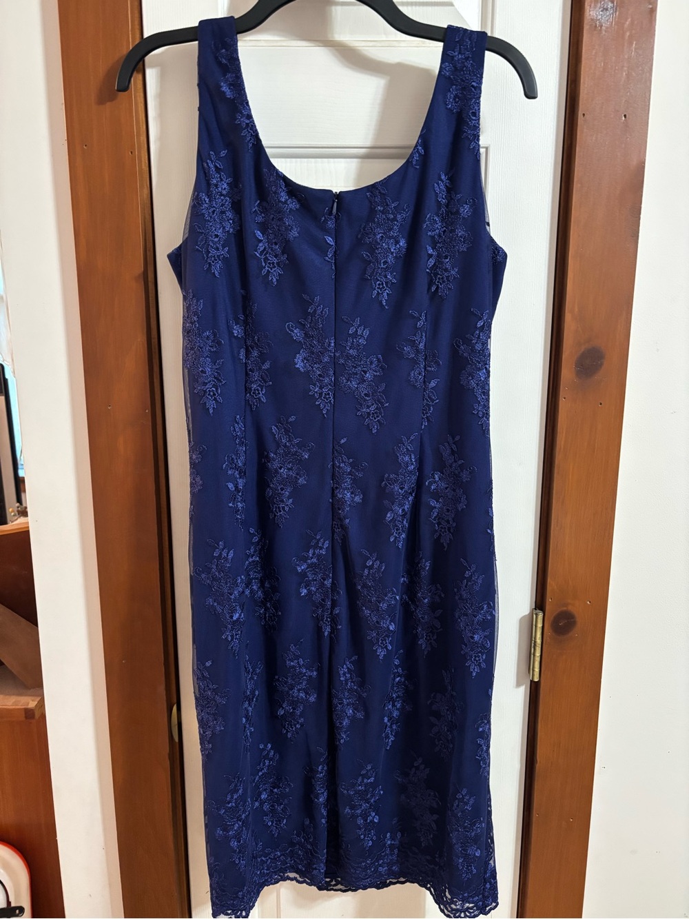 Alex Evenings Navy Floral Lace Cocktail Dress